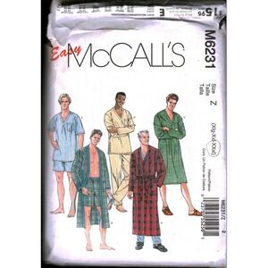 McCalls M6231 Mens Sleepwear Pattern Robe Nightshirt Pajamas XLG XXL 6231